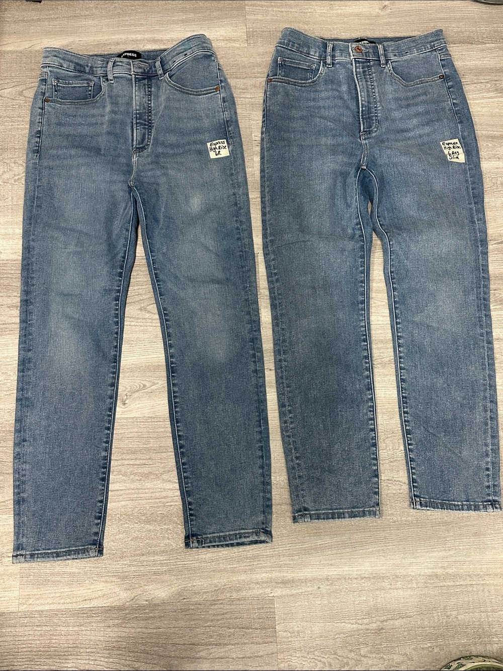 Express Woman’s Slim Straight Jeans in Medium Blue